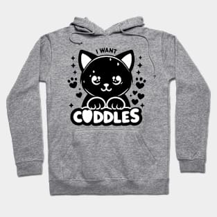 I Want Cuddles Black Kitten Hoodie